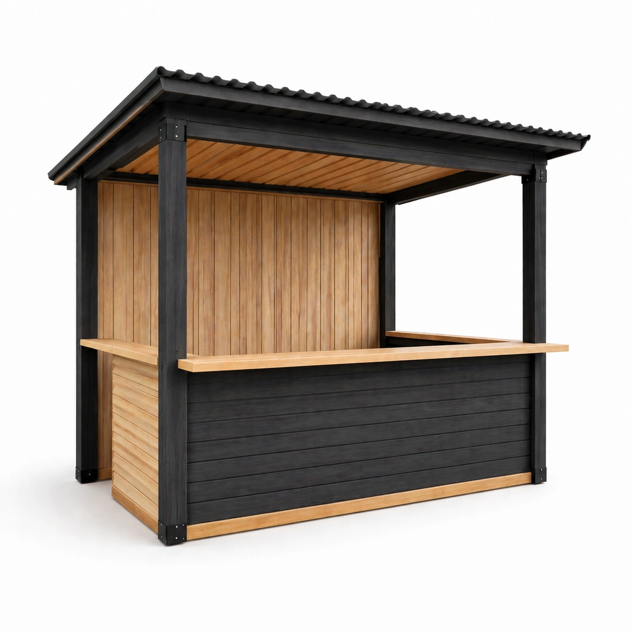 Barpavillon gartenbar imprägniertes kiefernholz stahl schwarz/braun-COZYOLUME