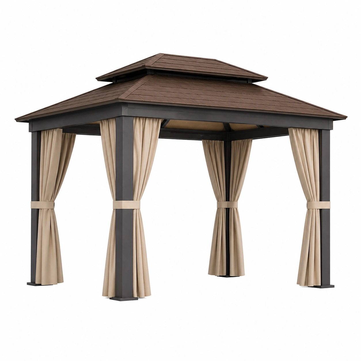 Pavillon metall mit polycarbonatdach und polyester vorhängen-COZYOLUME
