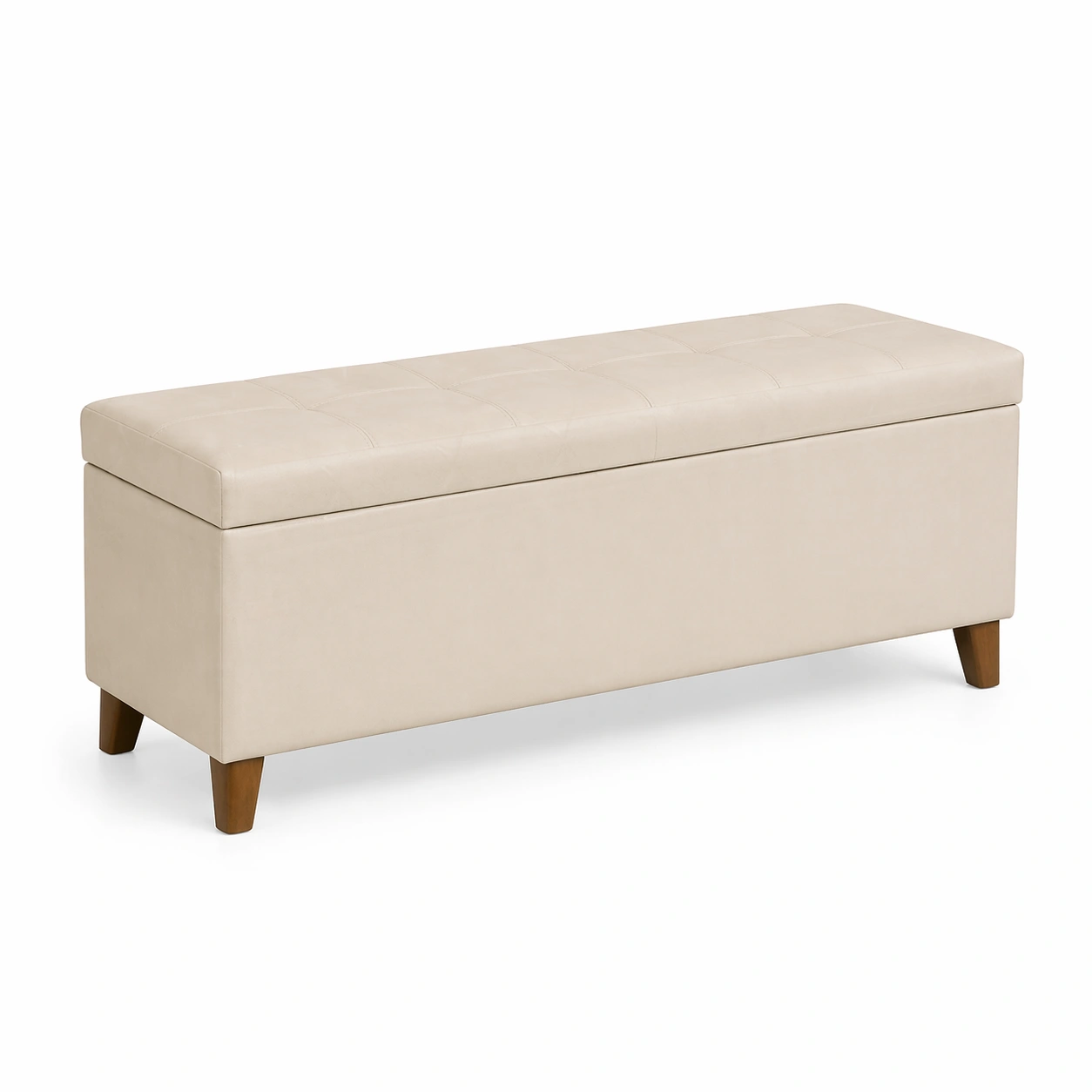 Bank mit Stauraum Kunstleder Beige 120 cm-COZYOLUME