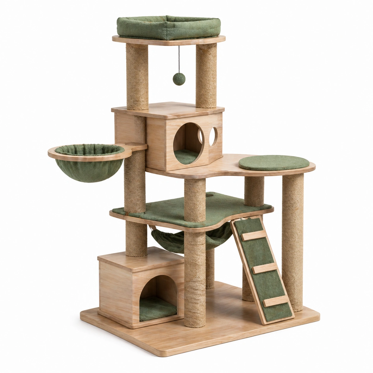 Kratzbaum holz sisal kissen grün-COZYOLUME
