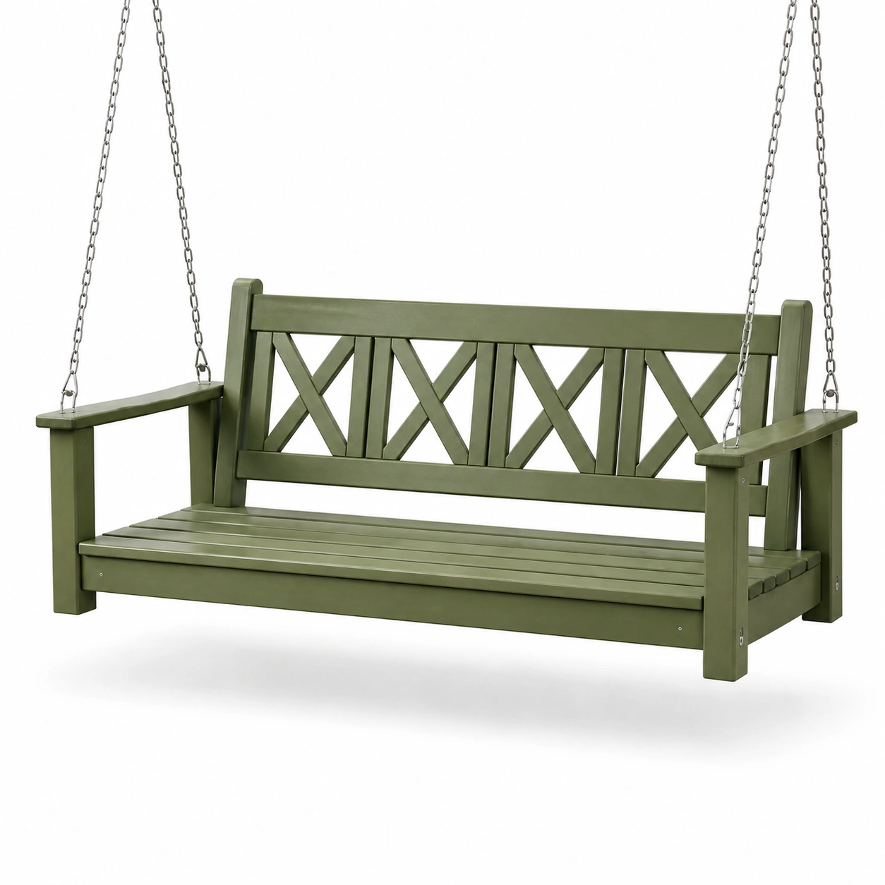 Verandenschaukel grüne holz mit ketten-COZYOLUME