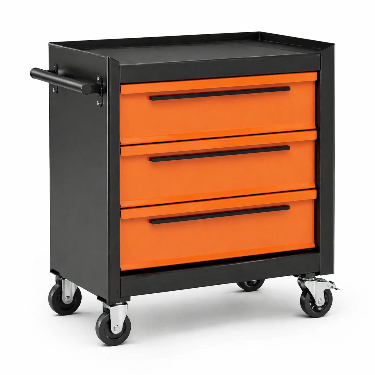 Stahl Werkzeugwagen mit 3 Schubladen in Orange und Schwarz-COZYOLUME