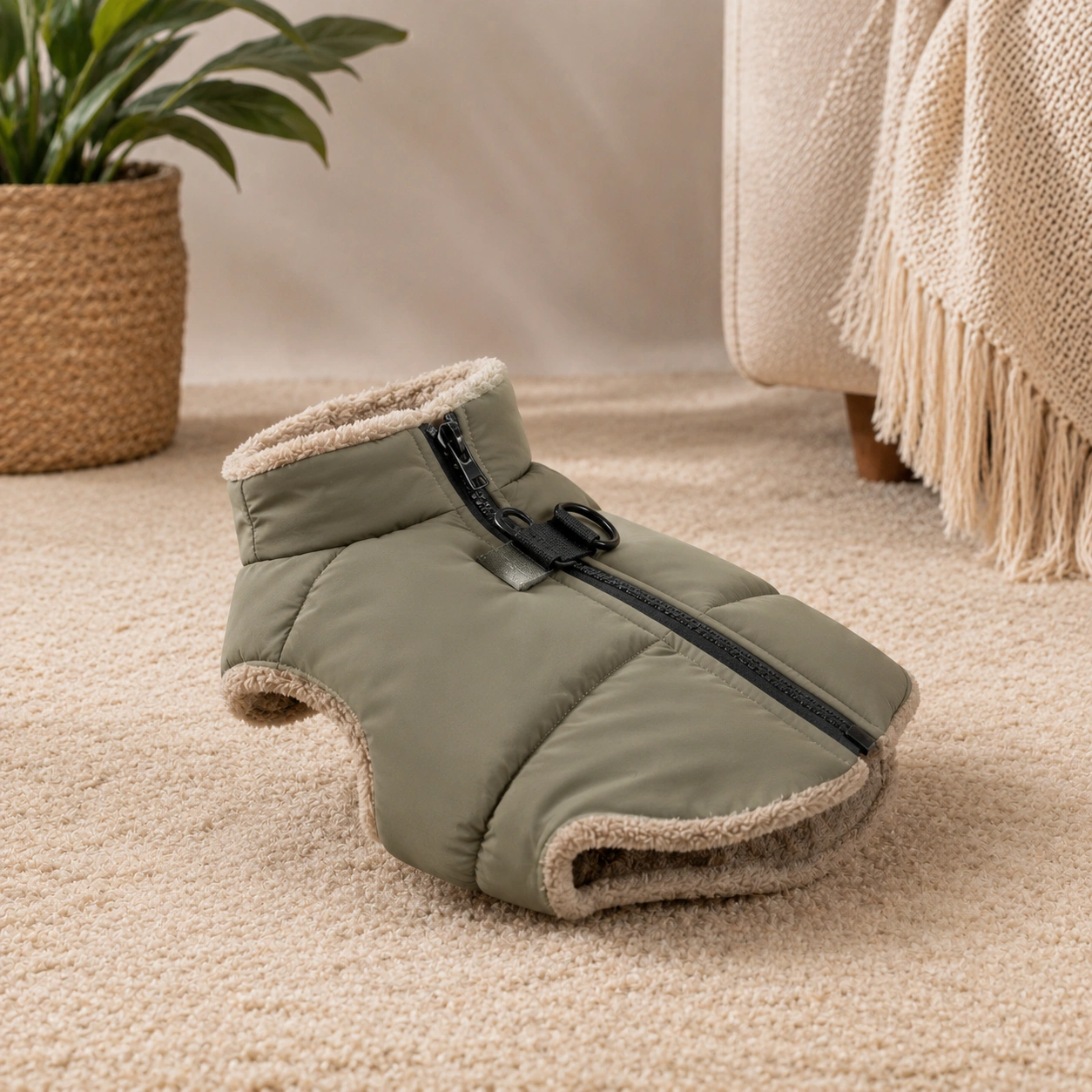Hundejacke Winter Gepolstert – Olivgrun