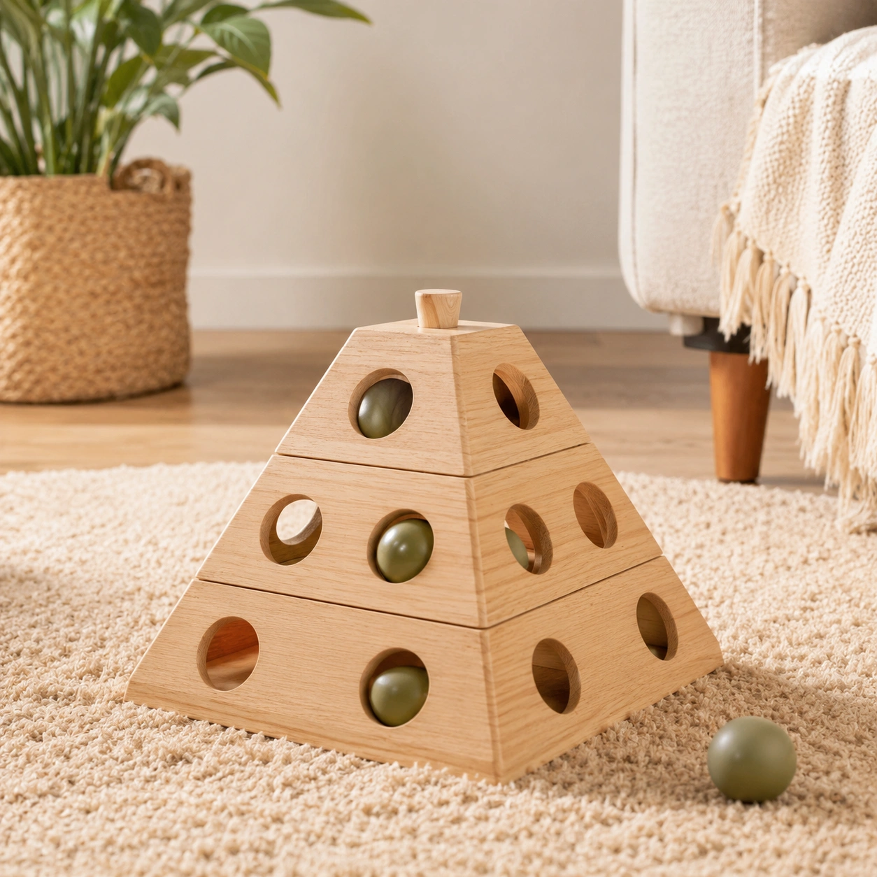 Intelligenzspielzeug Holz Pyramide – Natur