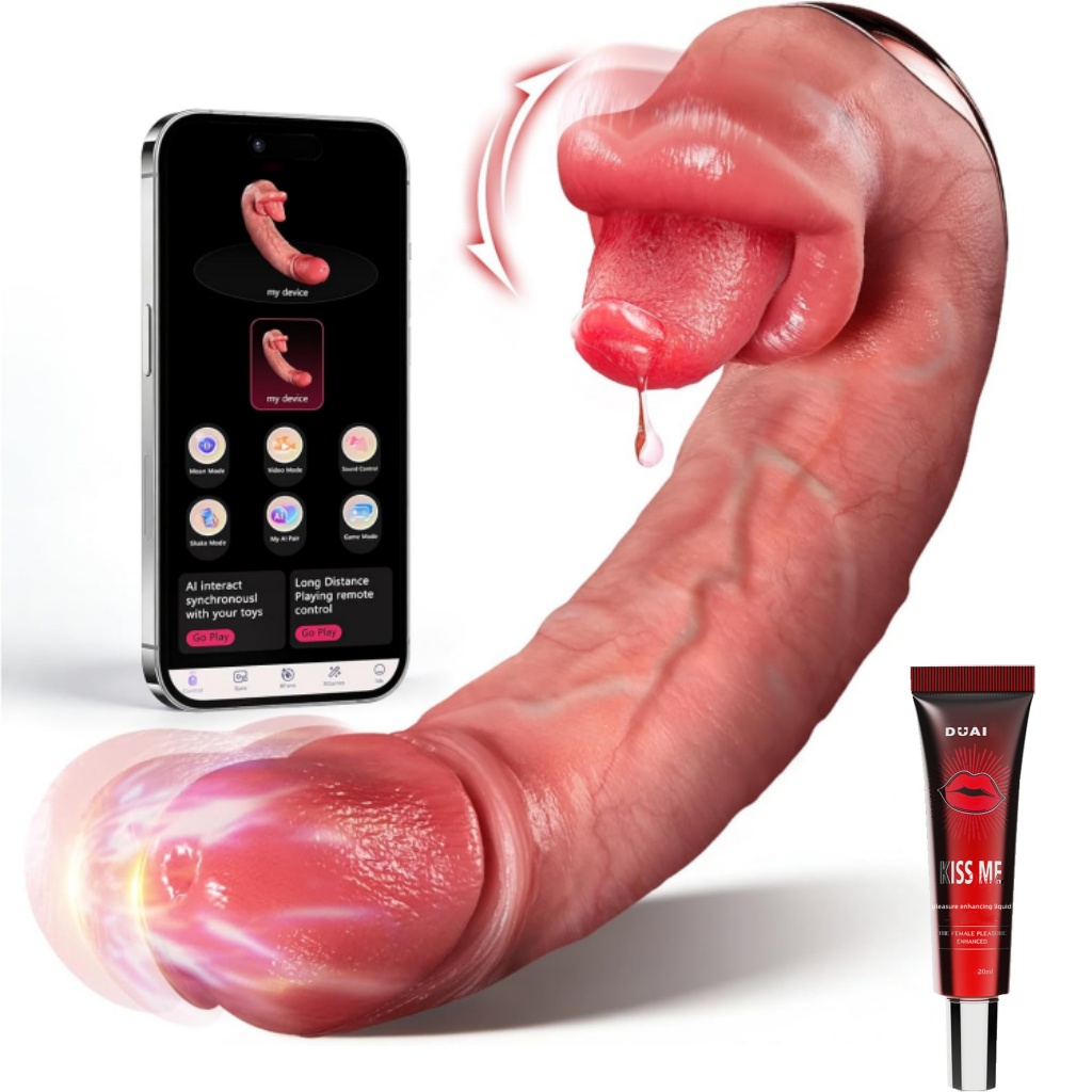 🔥Thrusting Dildo Tongue Sex Toy😍AI Sync Realistic Vibrator for Women👄
