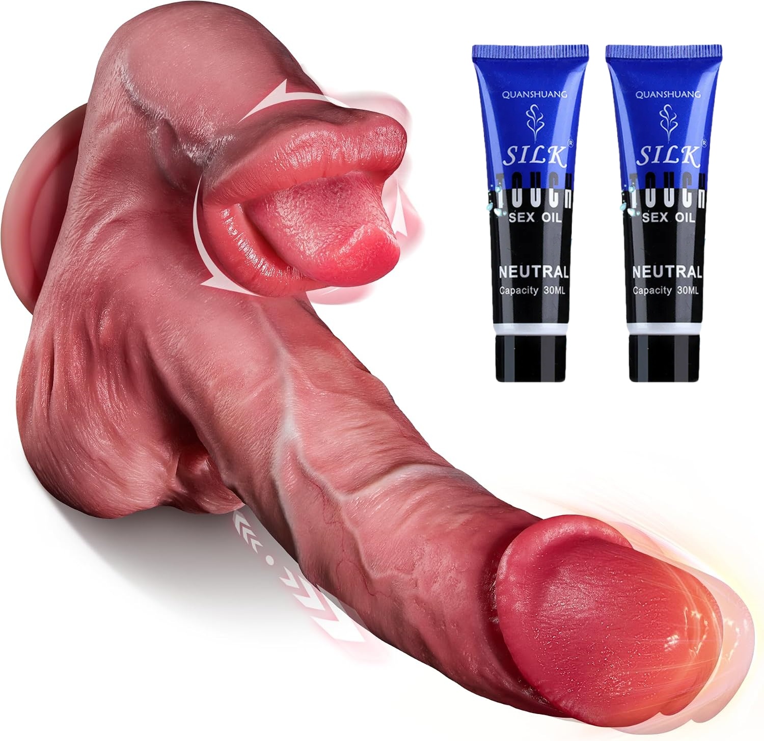 💥🔥2026 Upgraded 360° Licking Mouth Flesh Silicone Dildos, 2.0 Thrusting Dildo Tongue Sex Toys -👅Abyssal Maw™🔥