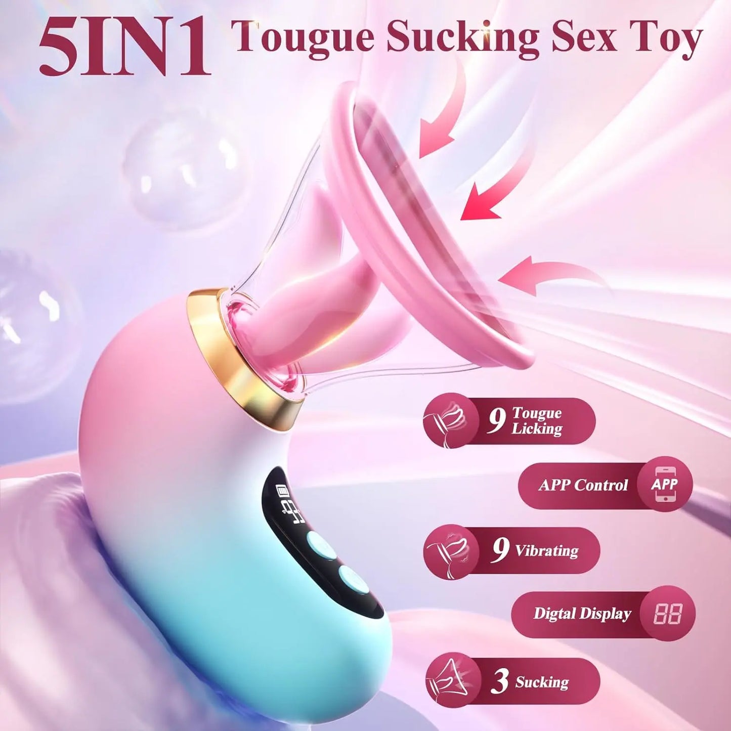 🌸5-in-1 Rose Toy Vibrator | App Control Sucking & Licking Sex Toy