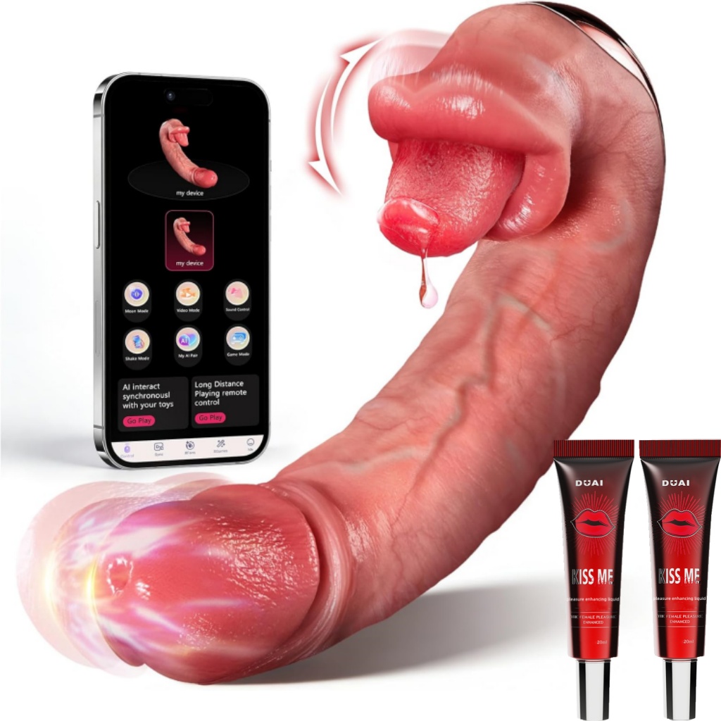 🔥Thrusting Dildo Tongue Sex Toy😍AI Sync Realistic Vibrator for Women👄