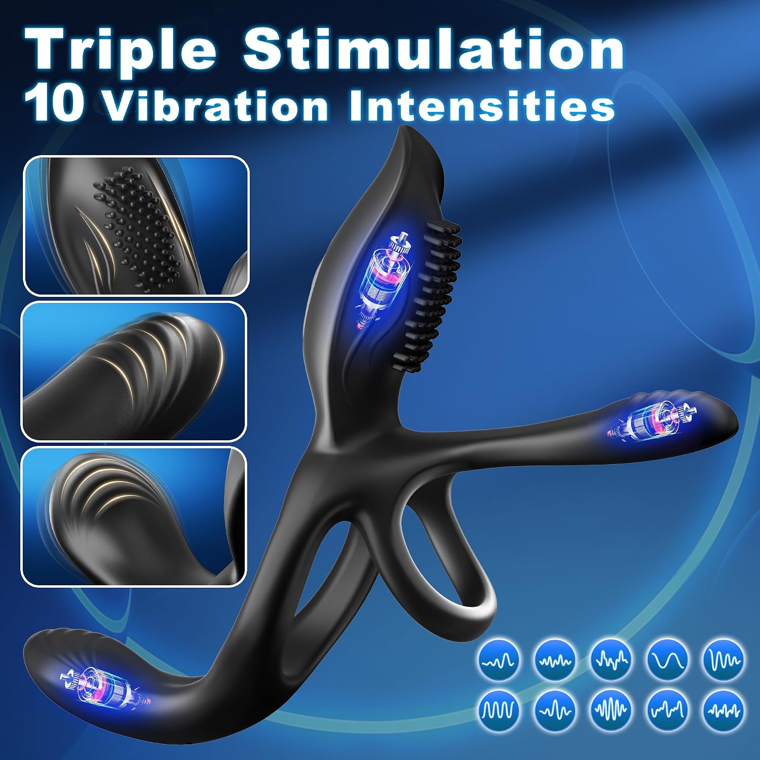 Viresta™ 💞 3-in-1 Couple Vibrator Ring — 10 Modes, Dual Stimulation & Intense Pleasure