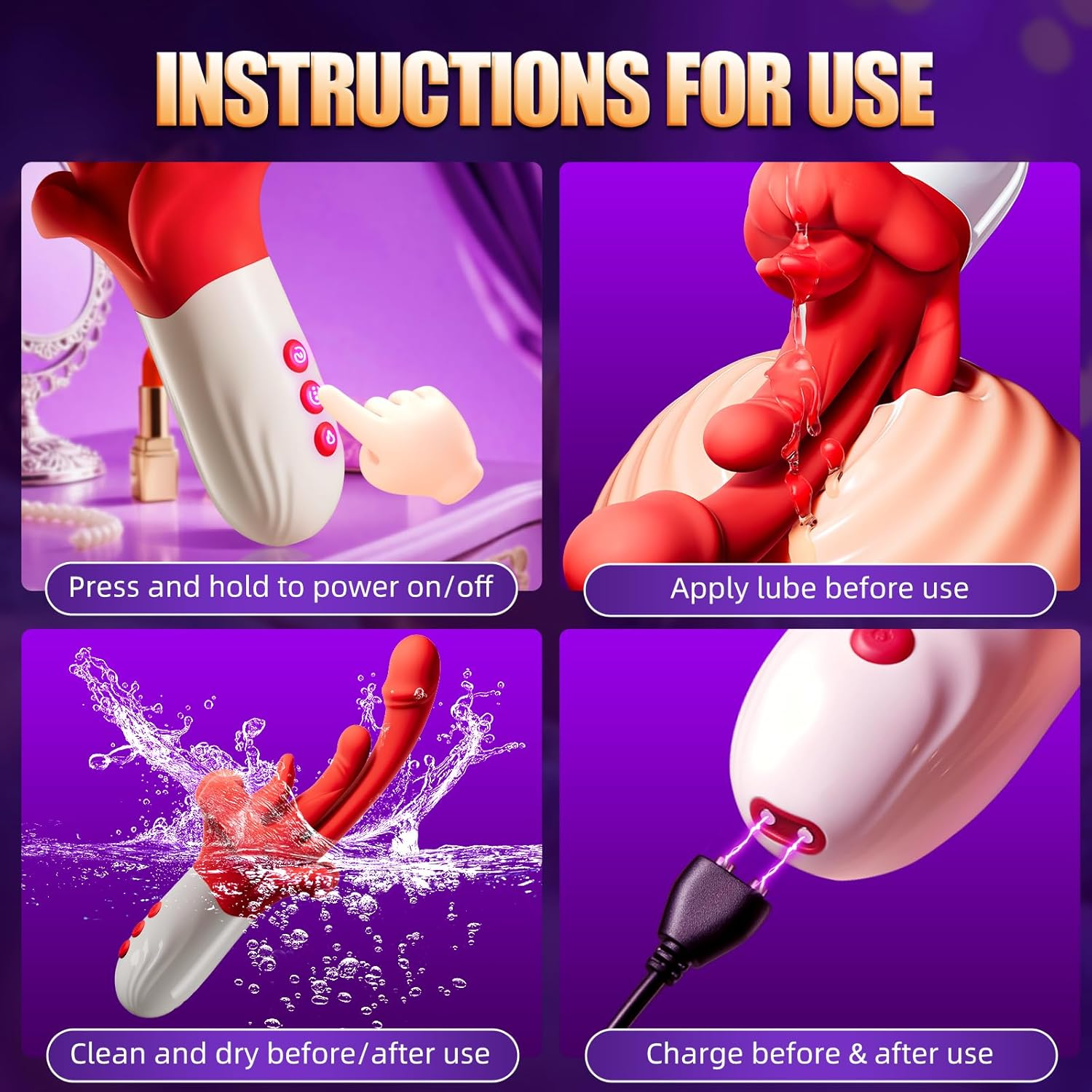Tindra - Rhythmic Swings 4 In 1 Tongue Licking & Swings & Heating G-spot Vibrator 