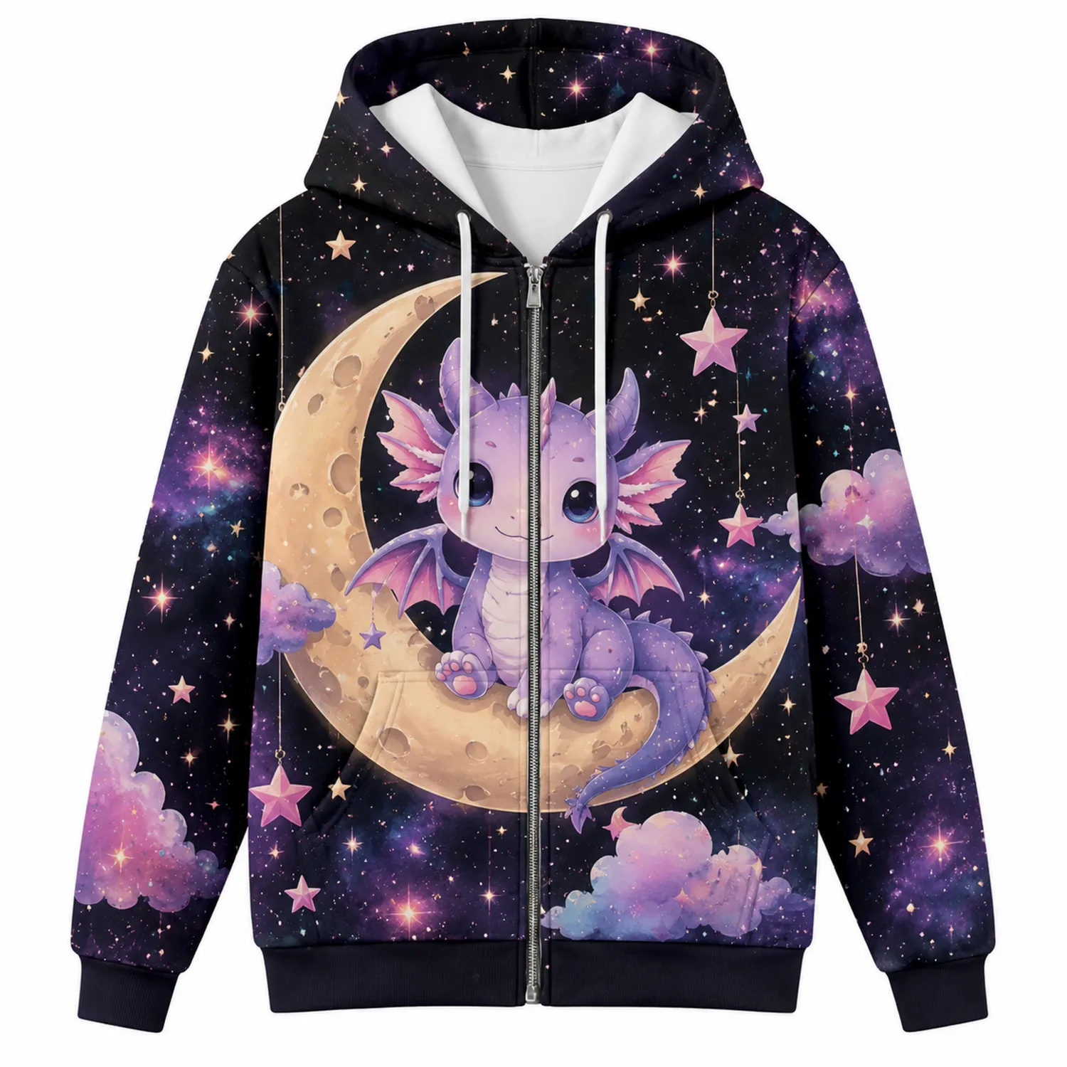 Kinder Kapuzenpullover mit niedlichem Drachen und Mondmotiv