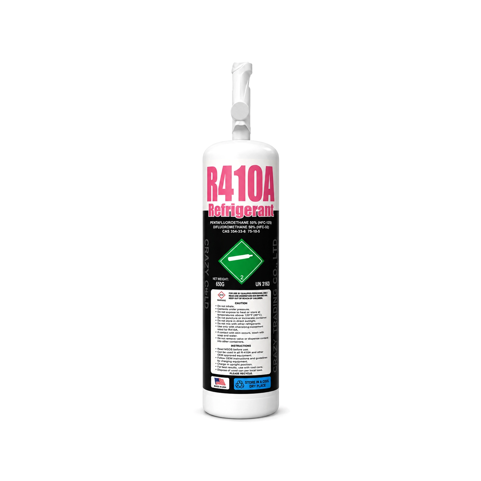 R404A refrigerant 1.5 lb cylinder, front view