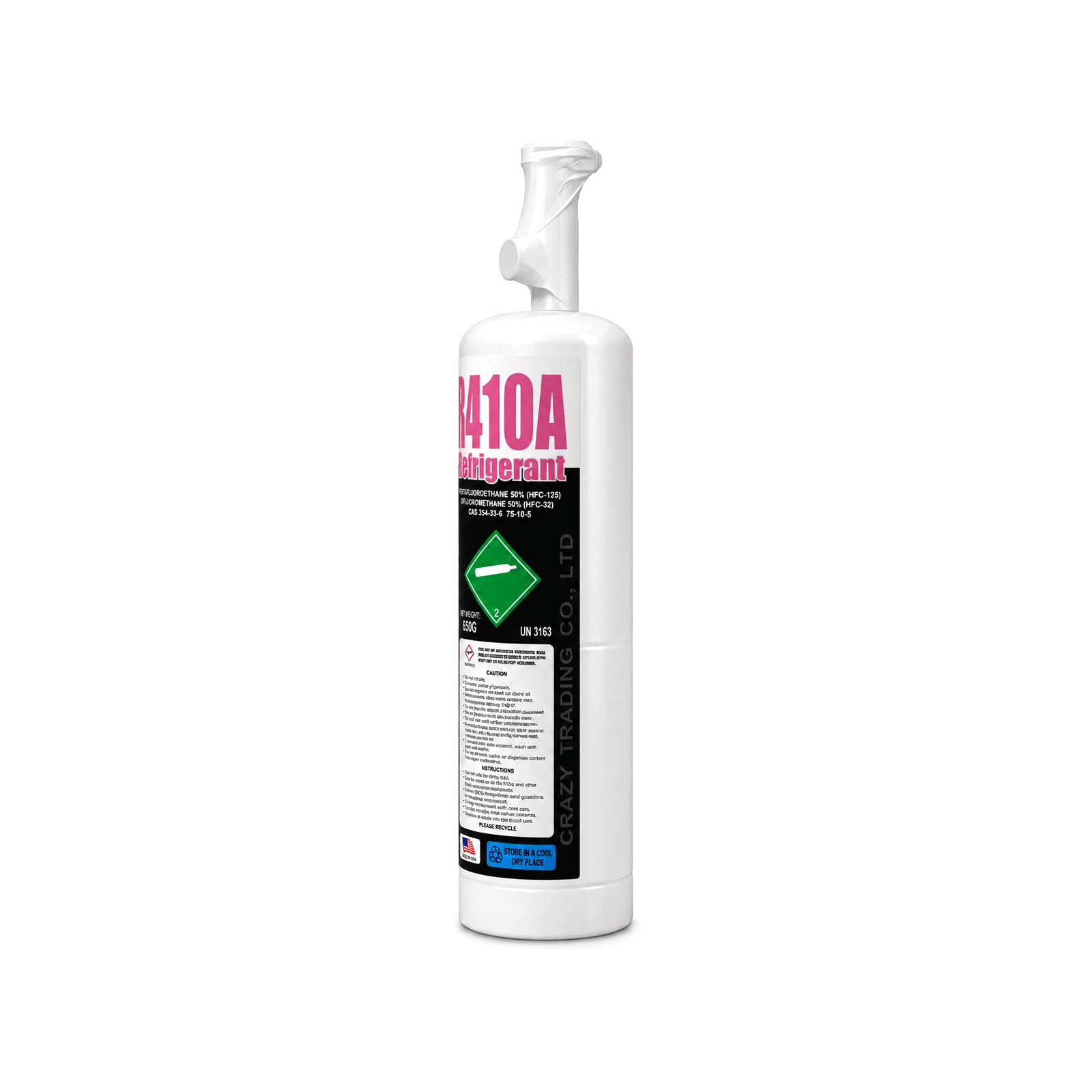R404A refrigerant 1.5 lb cylinder, alternate side view