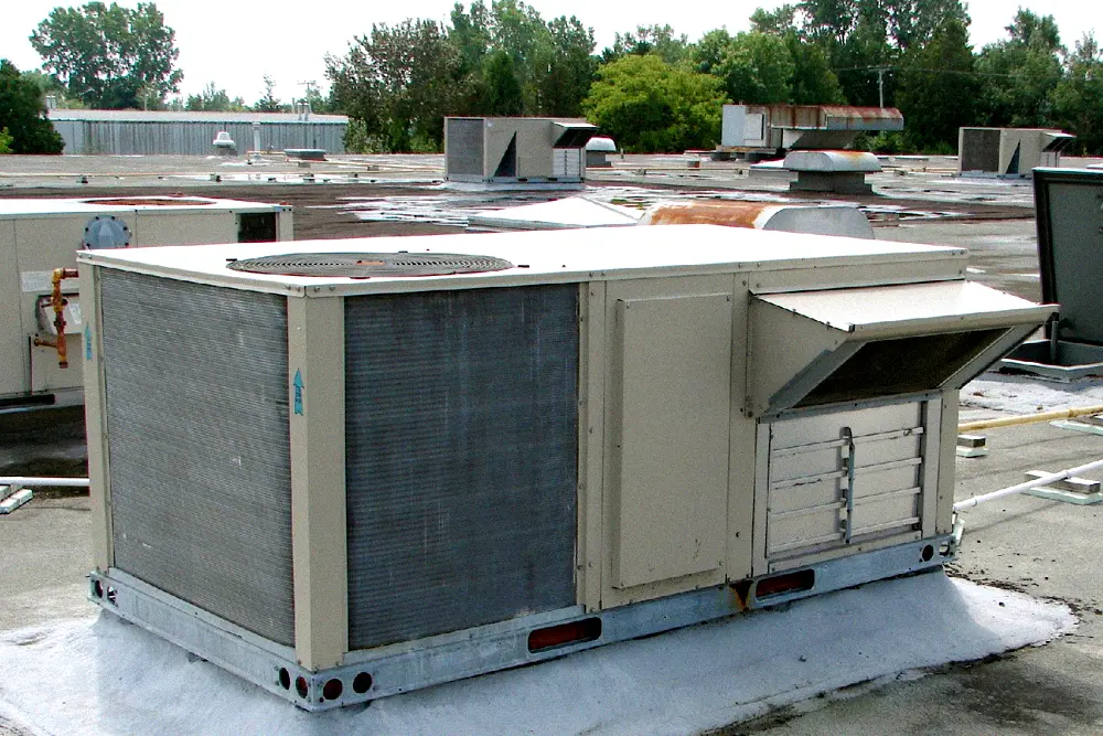 Rooftop packaged HVAC units illustrating equipment that should be identified and serviced by trained professionals
