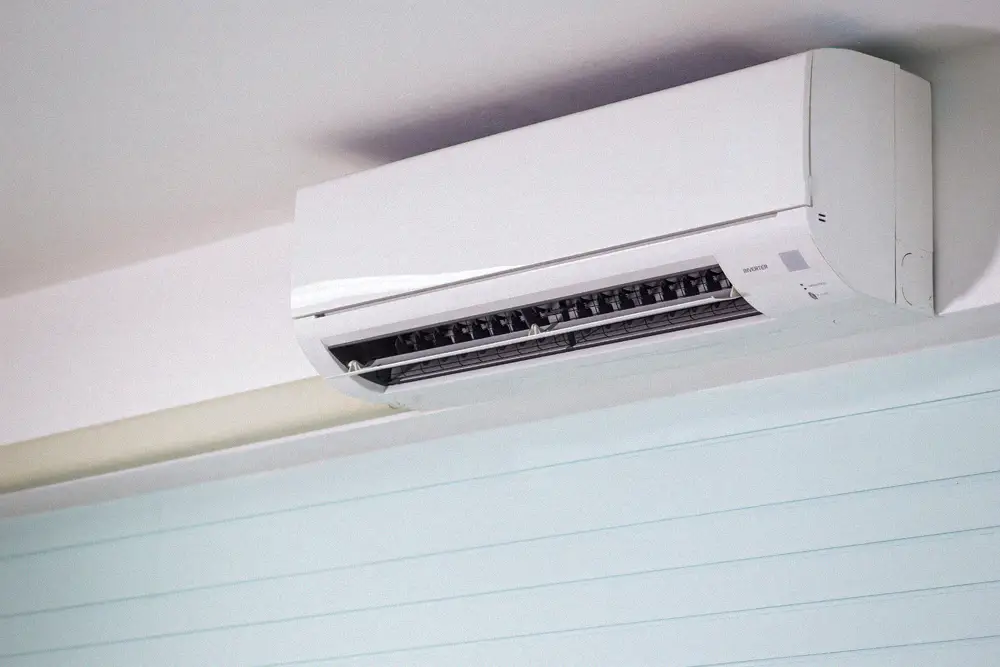 Wall-mounted indoor air conditioner in a modern interior.