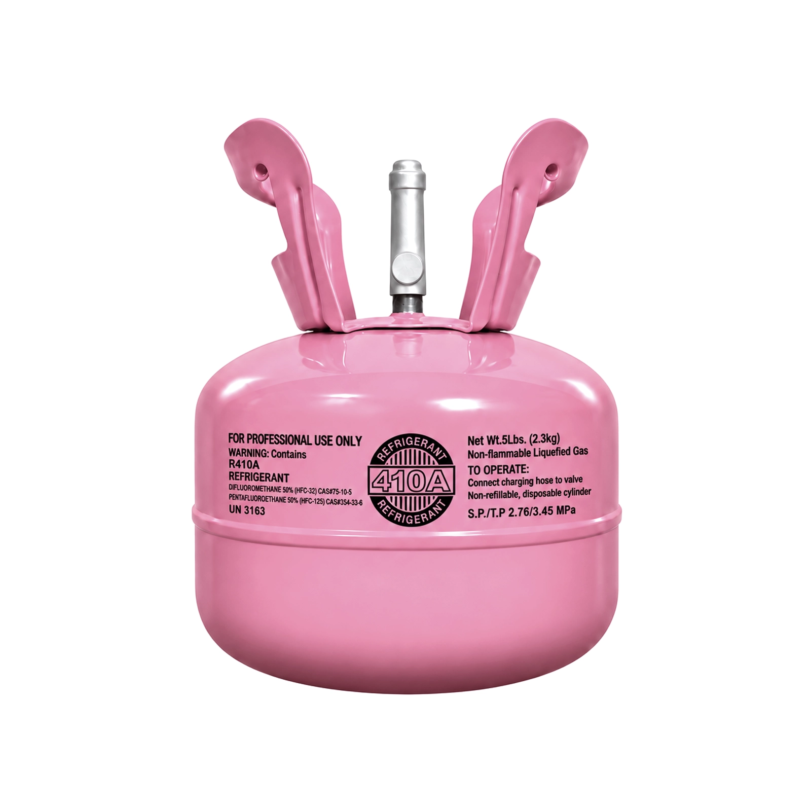R410A refrigerant 5 lb cylinder, front view