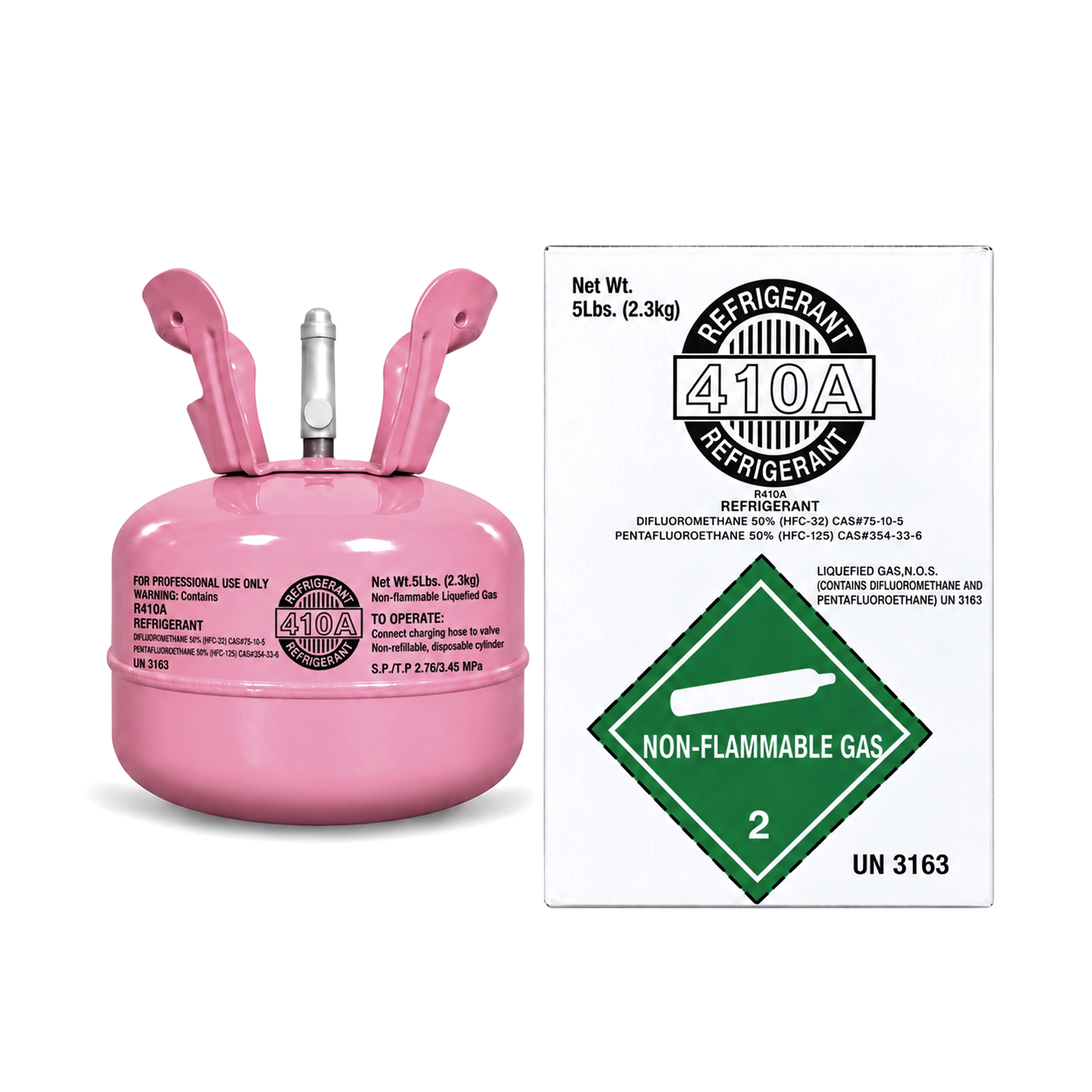 R410A refrigerant 5 lb cylinder with its shipping box