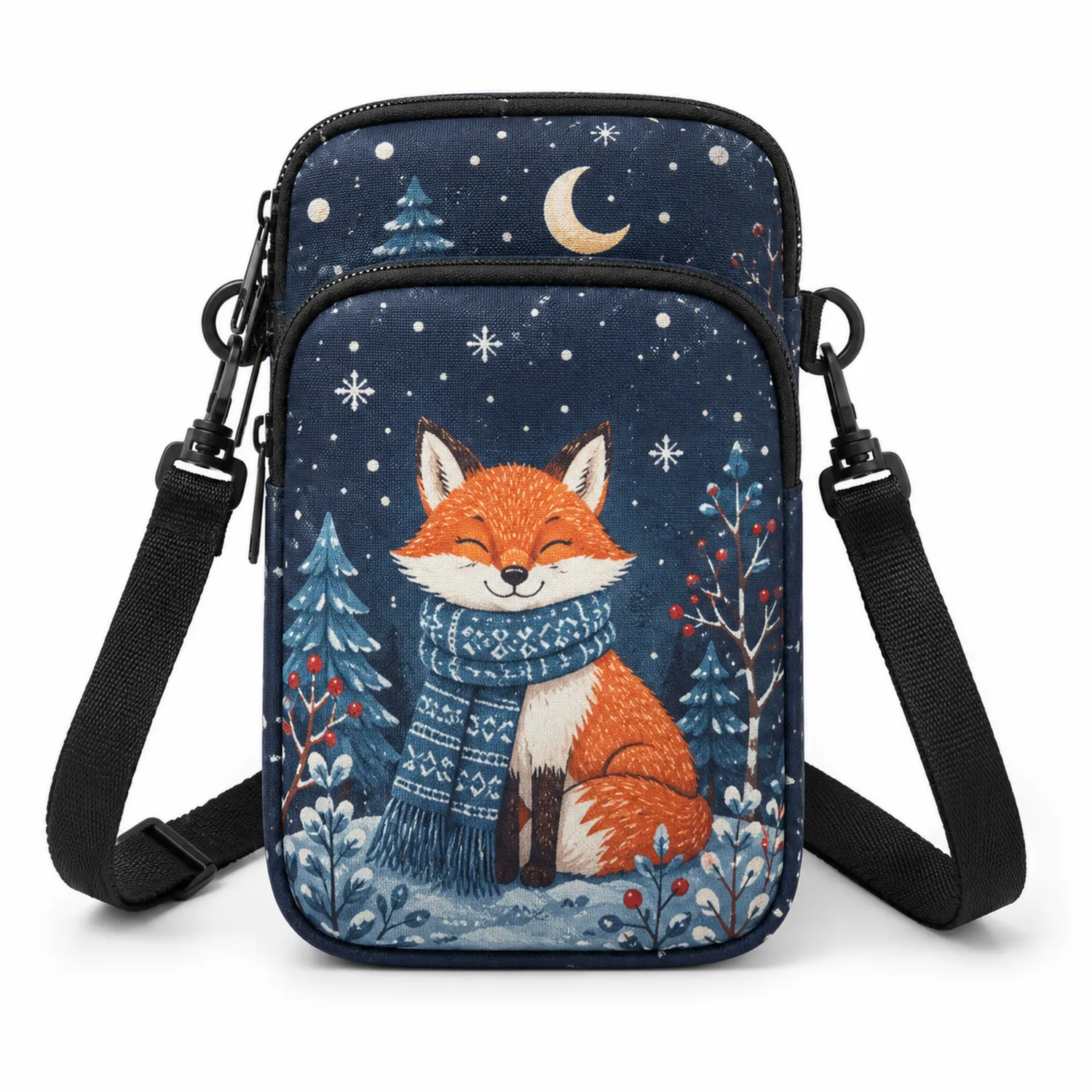 Bolso Bandolera Azul Estampado Zorro Nocturno