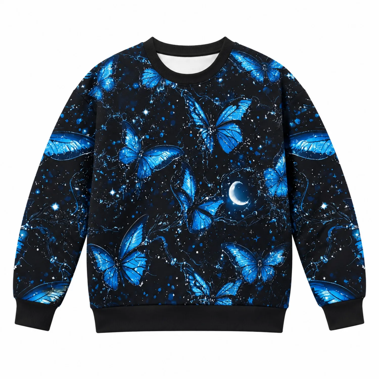 Sudadera con Diseño de Mariposas Azul y Negro para Hombre