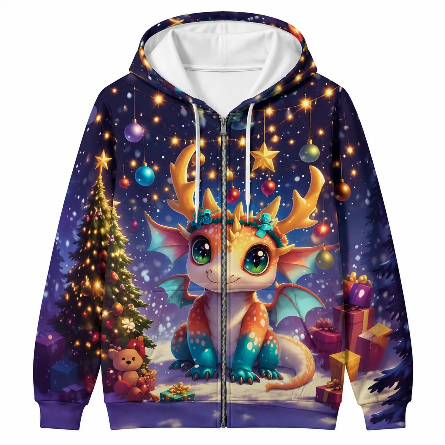 Chaqueta con Capucha de Navidad 3D Dragón Infantil Multicolor