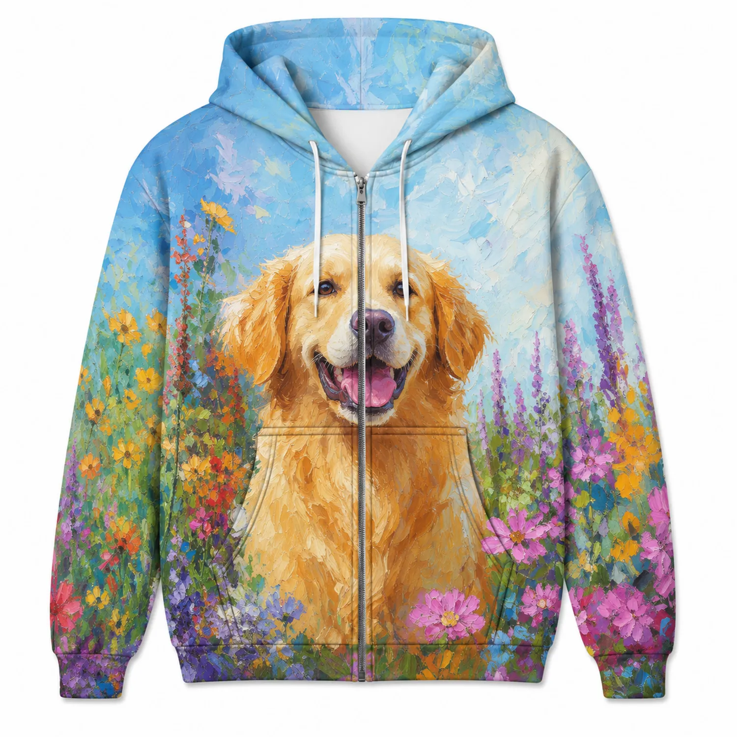 Sudadera con Capucha de Diseño Artístico de Perro, Unisex, Azul