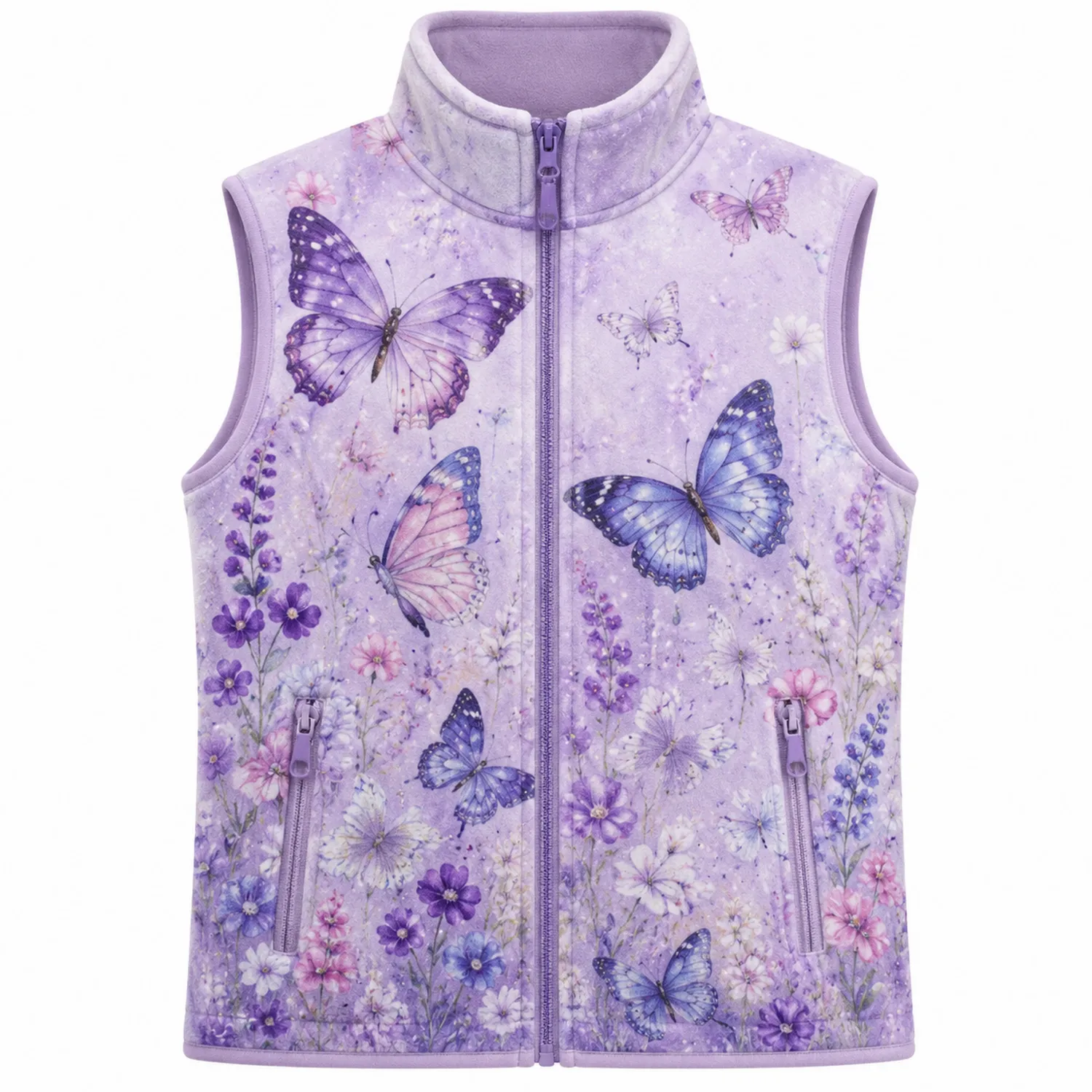 Chaleco Infantil con Estampado de Mariposas en Lavanda