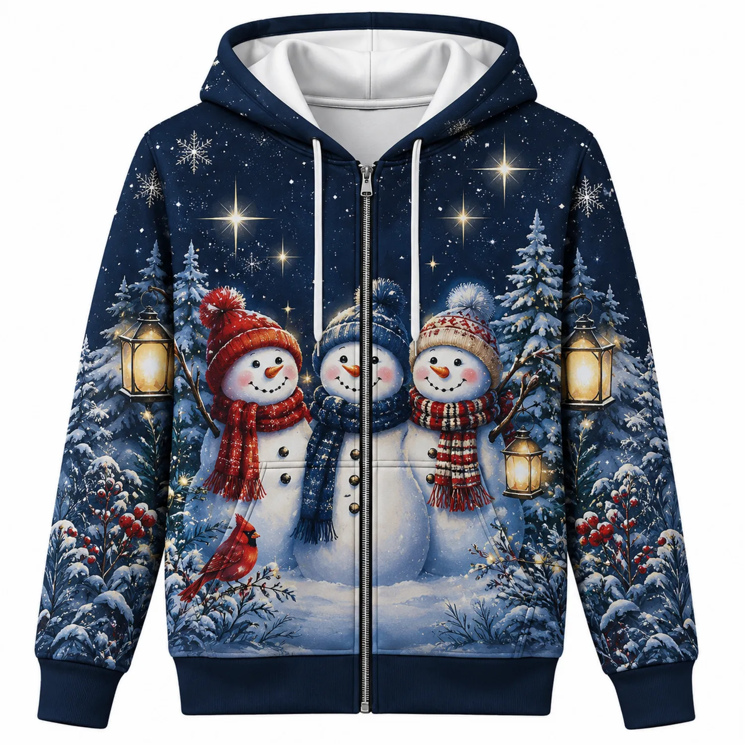 Sweat à Capuche Hiver Bonhommes de Neige Multicolore-Casmeloa