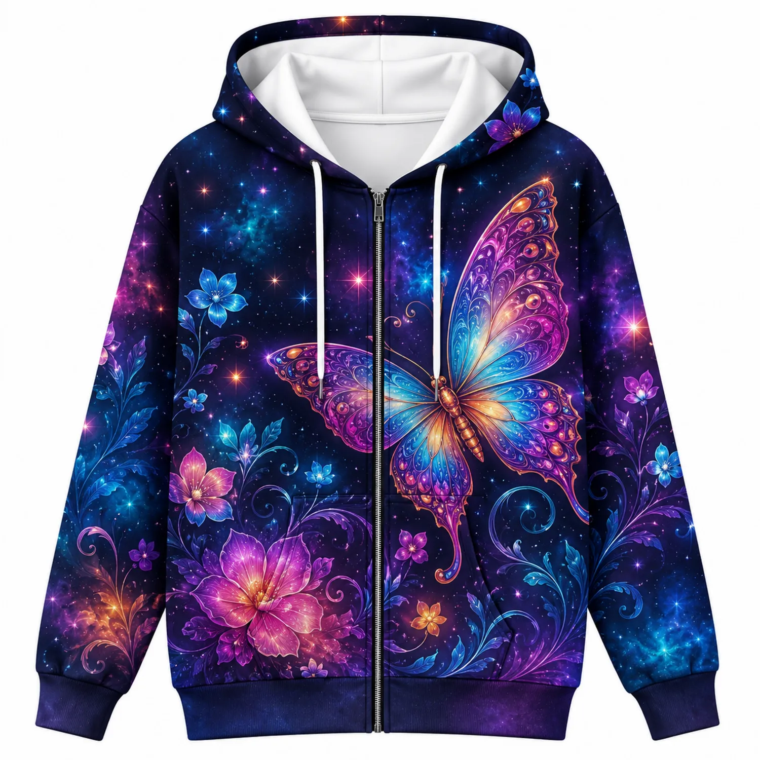 Sweat à capuche papillon galaxie multicolore-Casmeloa