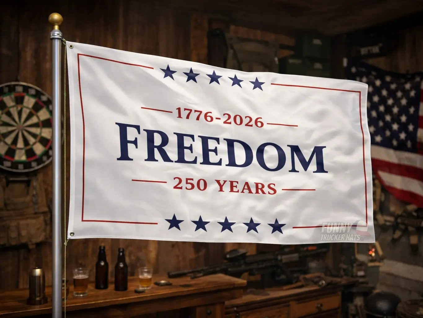 Freedom 250 Years Flag – 1776–2026 Patriotic 3x5 USA Anniversary Flag Garage & Man Cave American Flag Tapestry Big Slogan Summer Boat flag banners