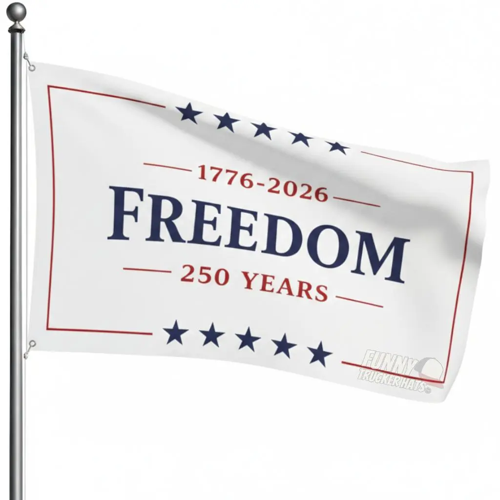 Freedom 250 Years Flag – 1776–2026 Patriotic 3x5 USA Anniversary Flag Garage & Man Cave American Flag Tapestry Big Slogan Summer Boat flag banners