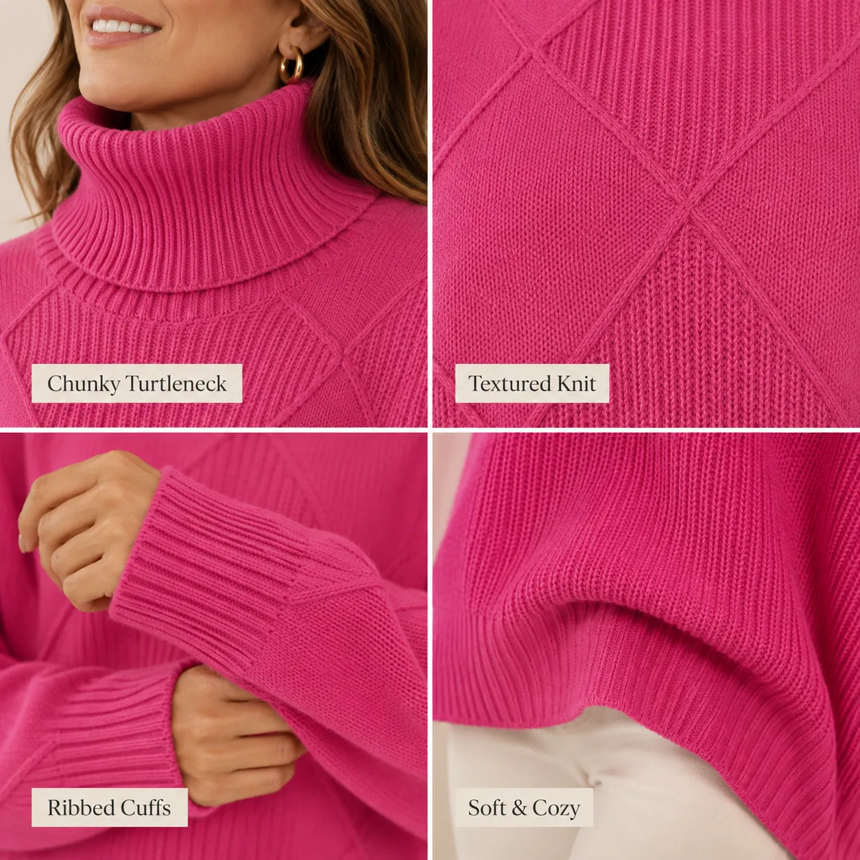 Textured knit pattern and ribbed details