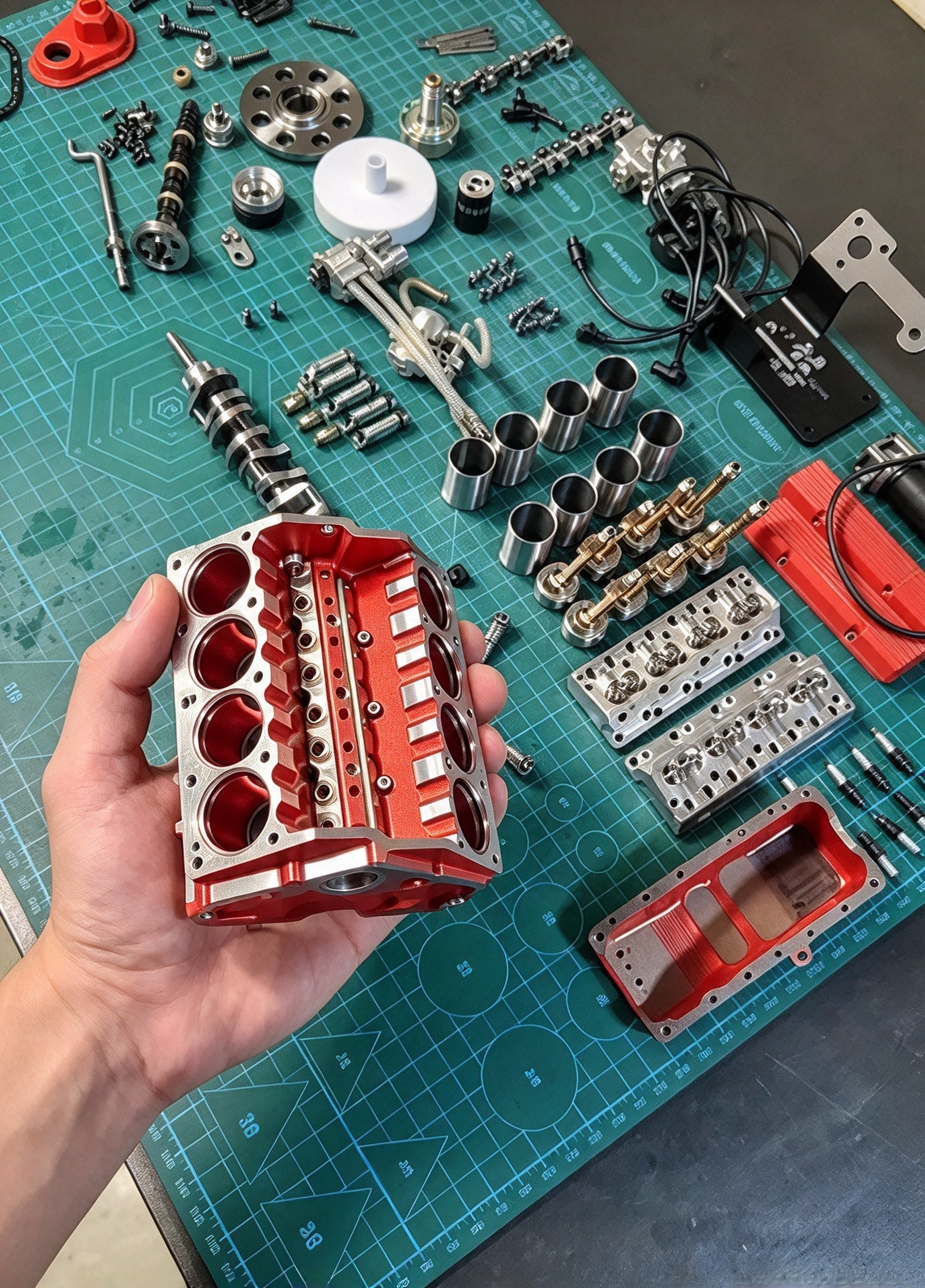 V8 engine model components