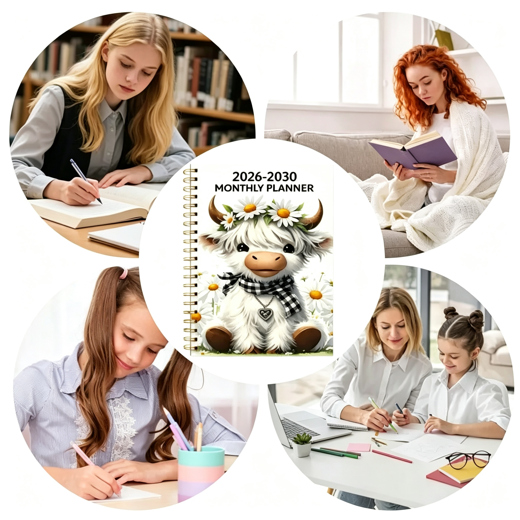 2026-2030 Monthly Planner Cute Highland Cow 5-Year Calendar