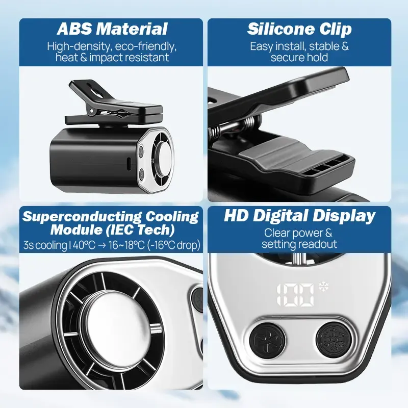 【Summer Survivals】JOYTUTUS 2026 Semiconductor Cooling Car Clip On Fan - 360° Rotation, 100 Speeds Adjustable, LED Display, USB Rechargeable, Wide Clamp, 20Hr 3000mAh Battery, Car Accessories Car Fan Car Seat Fan High Velocity Fan Dealsforyoudays