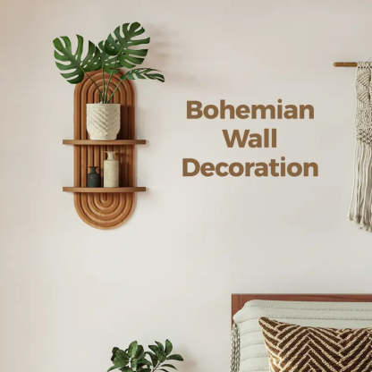 Boho Arched Wooden Wall Shelf