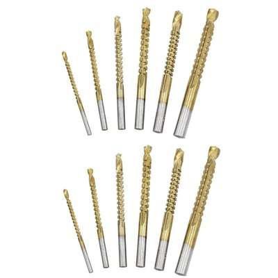 Drill Bit Set, Twist Drill Bits, Power Tool Accessories, 6Pcs Titanium Coated Carbon Steel Drill Bit Kit, 135° Split Point Straight Shank Anti-Walk Drilling Tools, Fully Ground Heat Resistant Bits