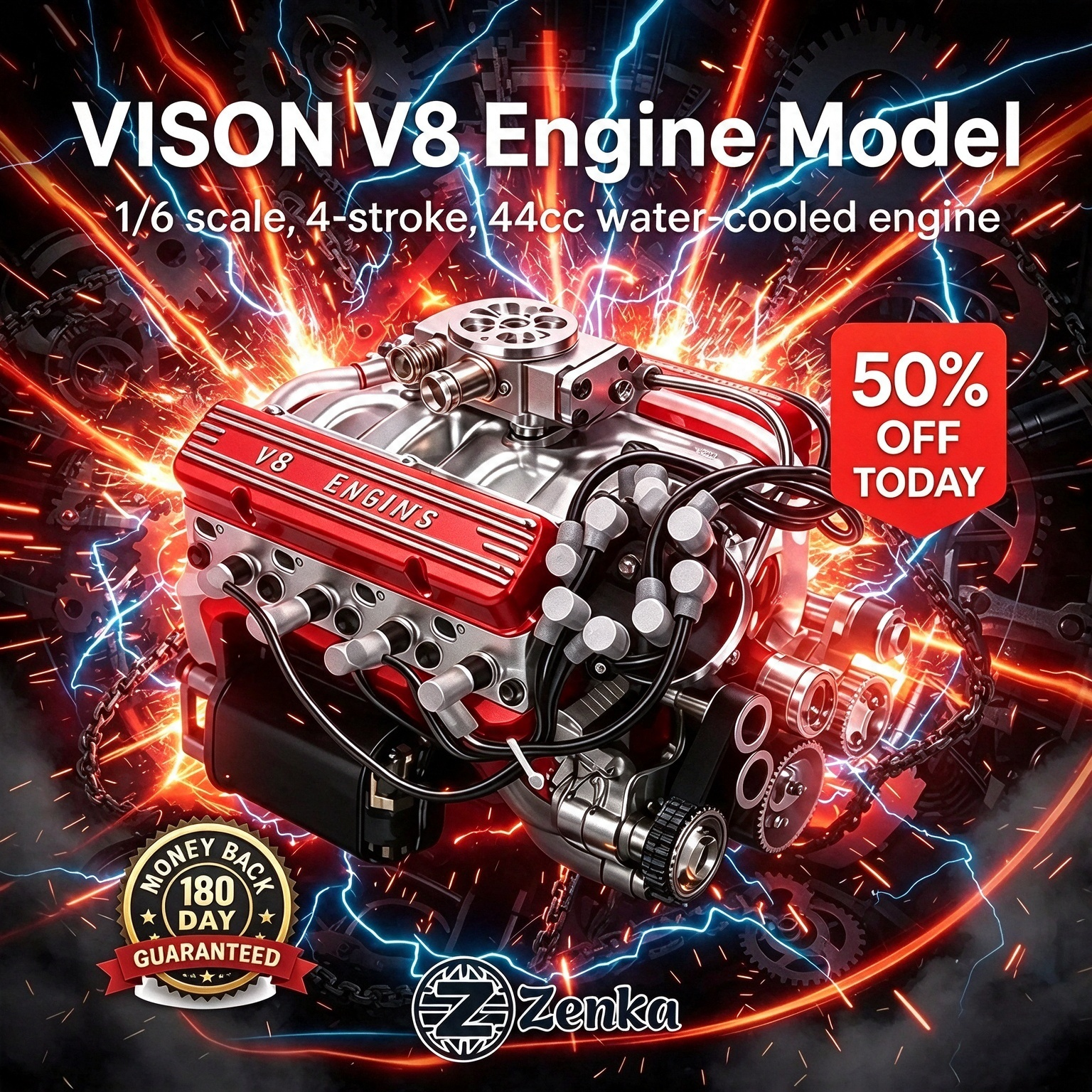 🎉Last Day Promotion — 50% OFF!+ FREESHIPPING🔥 - Gasoline OHV V8 Small-block Engine Model Kits