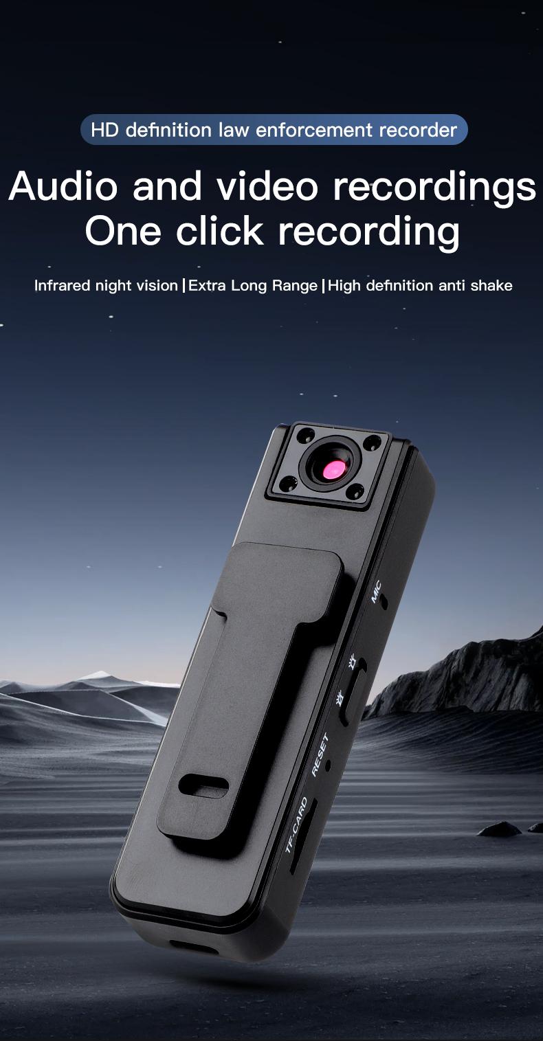 Wearable Body Camera - 1080p HD Video Recorder, Audio Recorder Device, 180° Rotating Lens, Motion Detection, Night Mode, 500mAh Battery, with Memory Card (32G) & Memory Slot, for Outdoor Sports, Cycling
