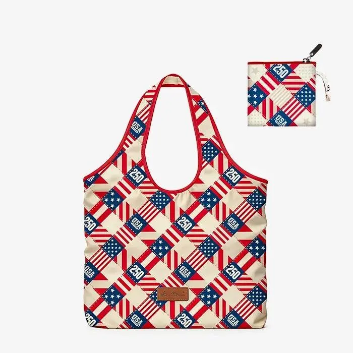American Flag Tote Bag for Women Vintage Patriotic Western Shoulder Purse with Braided Top Handles