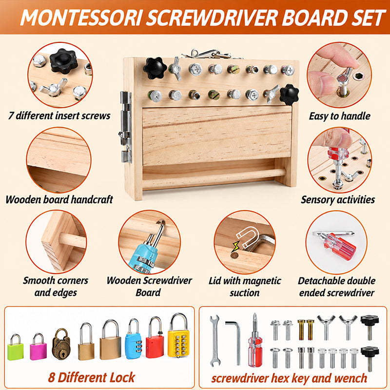 Montessori Screwdriver Lock And Key Board