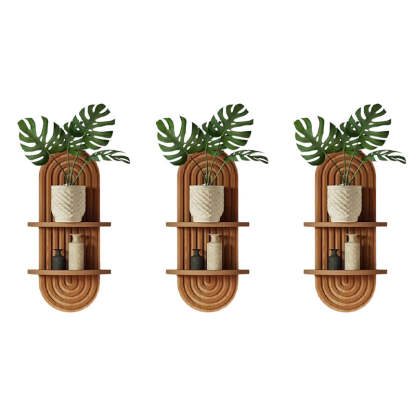 Boho Arched Wooden Wall Shelf