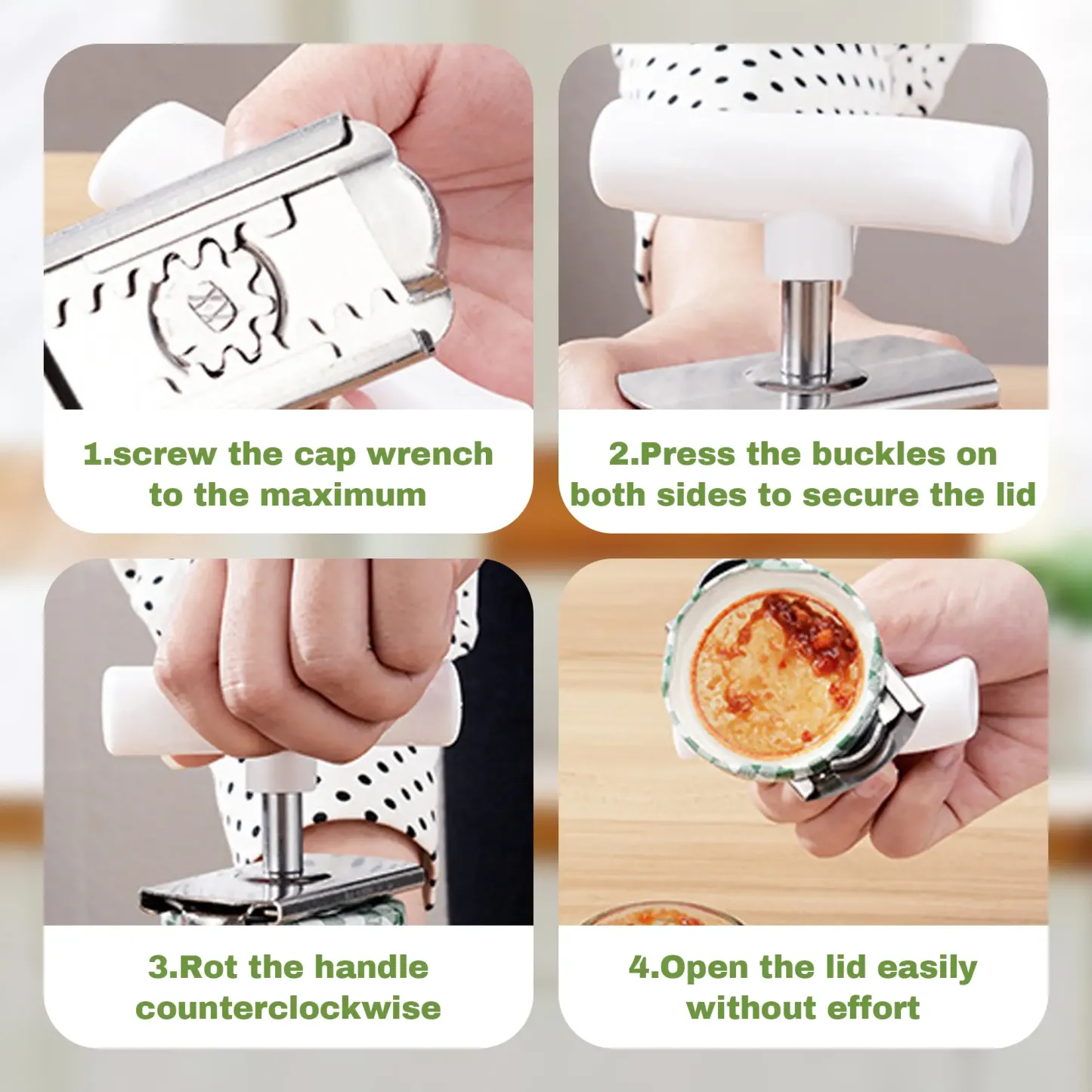 2 Counts Stainless Steel Jar Openers for Easy Opening, White+Green Kitchen Gadget - Effortless Opening for Mason Jars & Pasta Sauce Cans