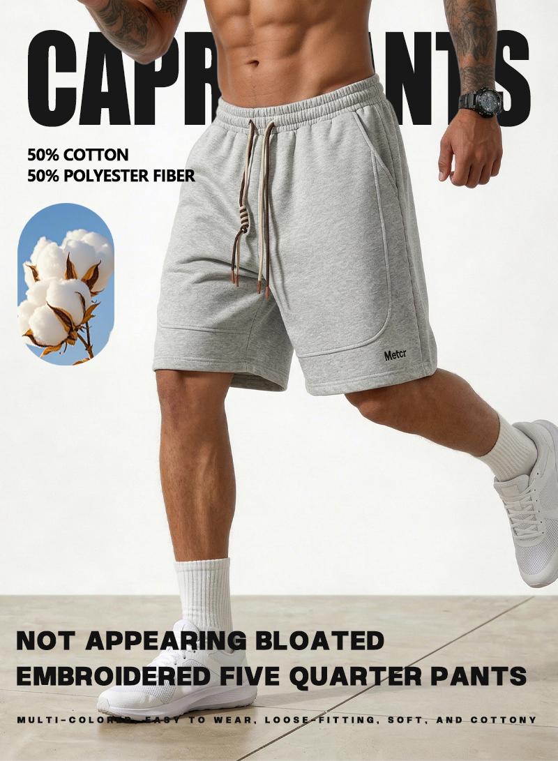 Men's Solid Color Casual Shorts with Side Pockets, Regular Fit, Relaxed Drawstring Waist, Breathable Lightweight Fabric, Sporty Style for Summer Outdoor Activities, Daily Wear and Vacation