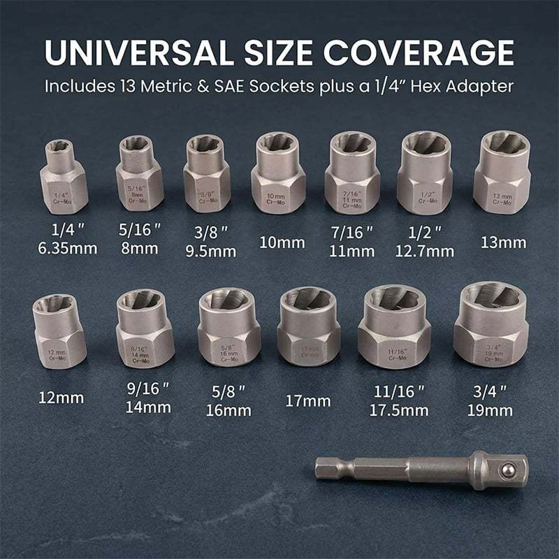 Impact Bolt Nut Extractor Set