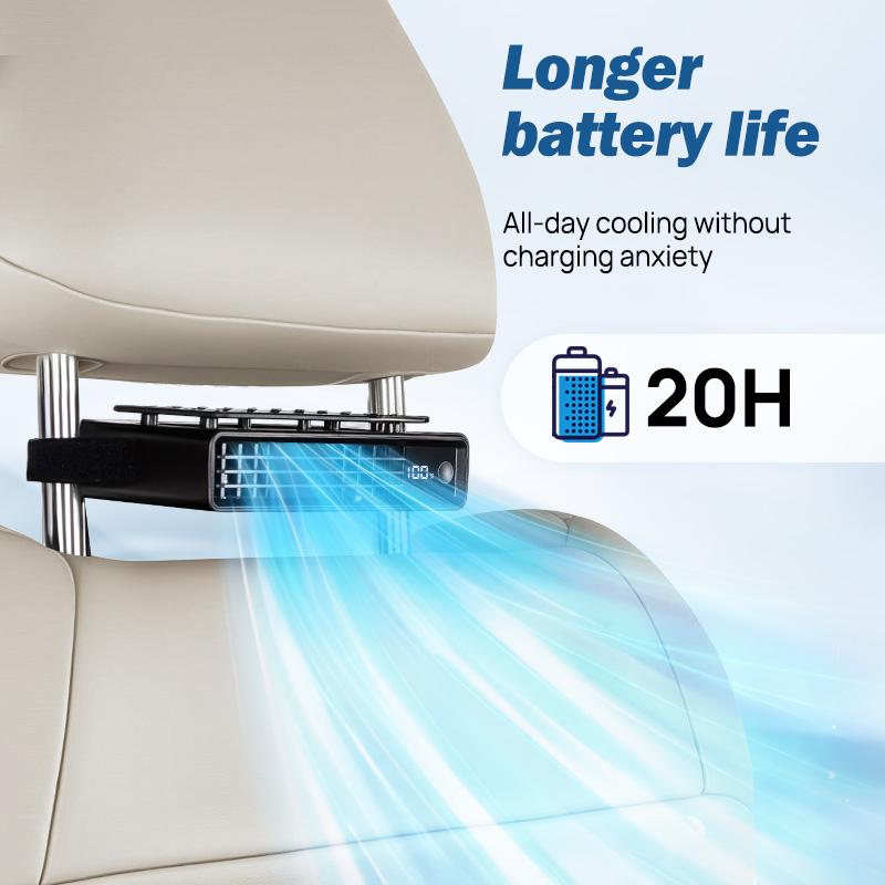 【Summer Survivals】JOYTUTUS 2026 Semiconductor Cooling Car Clip On Fan - 360&deg; Rotation, 100 Speeds Adjustable, LED Display, USB Rechargeable, Wide Clamp, 20Hr 3000mAh Battery, Car Accessories Car Fan Car Seat Fan High Velocity Fan Dealsforyoudays