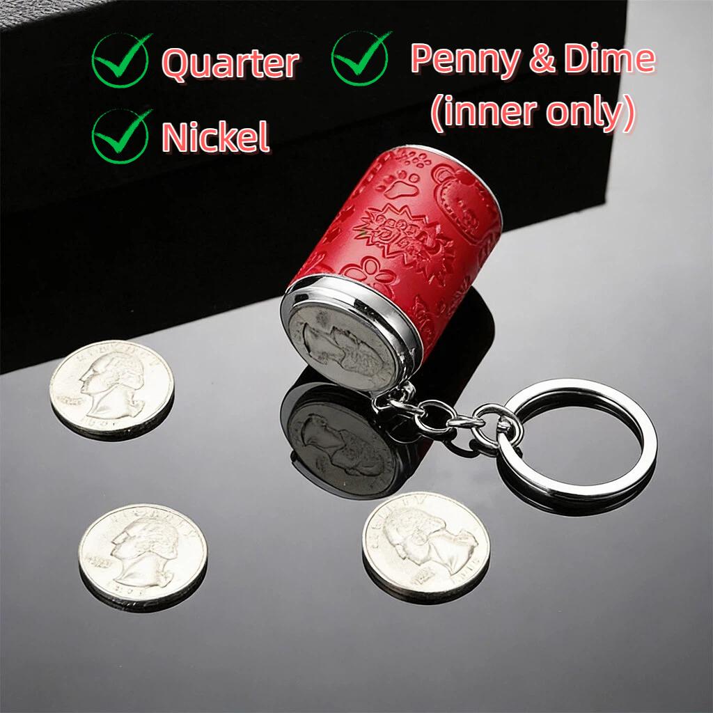 Mini Coin Bank 2-in-1 Fidget Stress Relief & Portable Coin Storage Loose Change Holder Secure Snap Closure Keychain Perfect for Daily Carry Satisfying Coin Drop Feel Piggy Bank