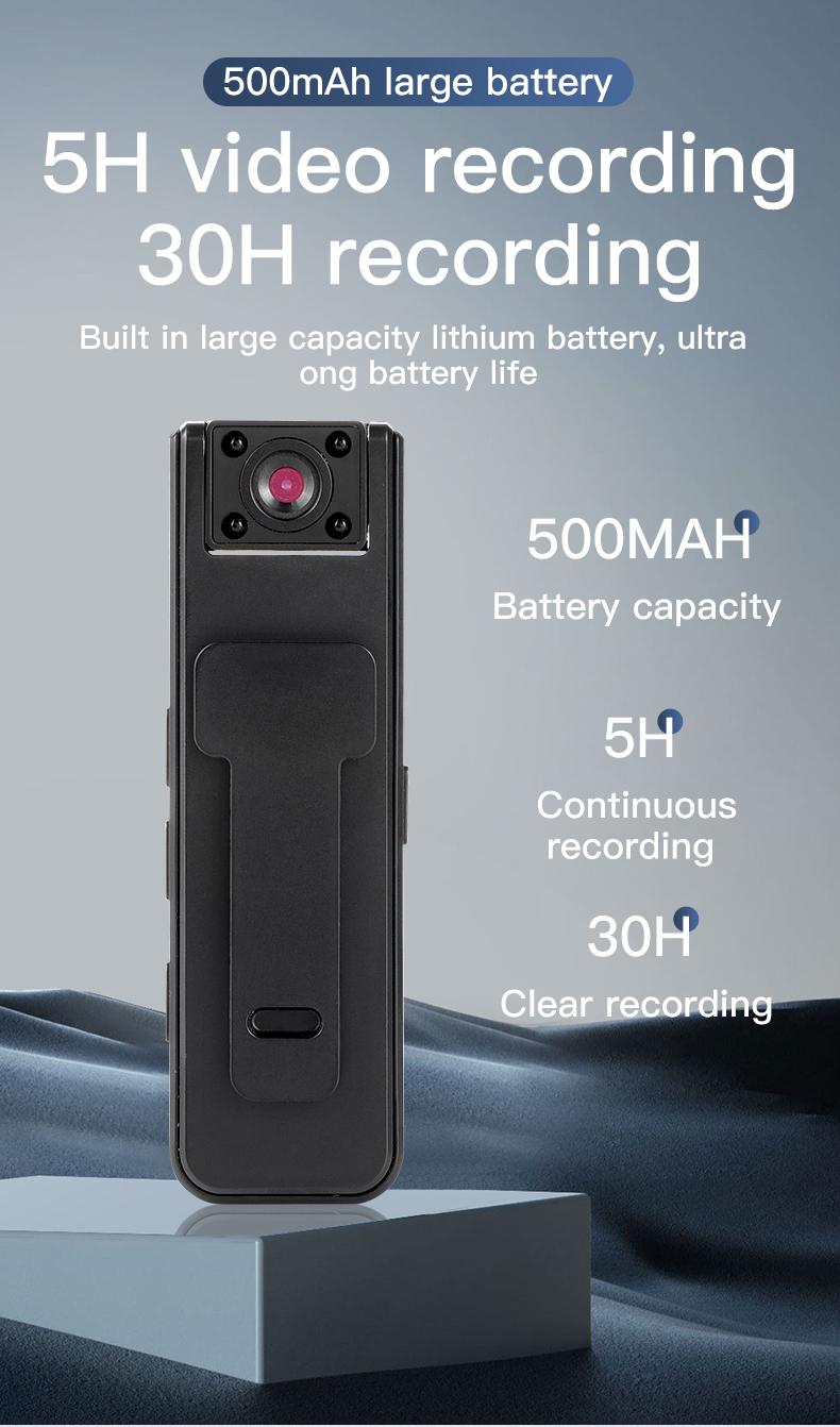 Wearable Body Camera - 1080p HD Video Recorder, Audio Recorder Device, 180° Rotating Lens, Motion Detection, Night Mode, 500mAh Battery, with Memory Card (32G) & Memory Slot, for Outdoor Sports, Cycling