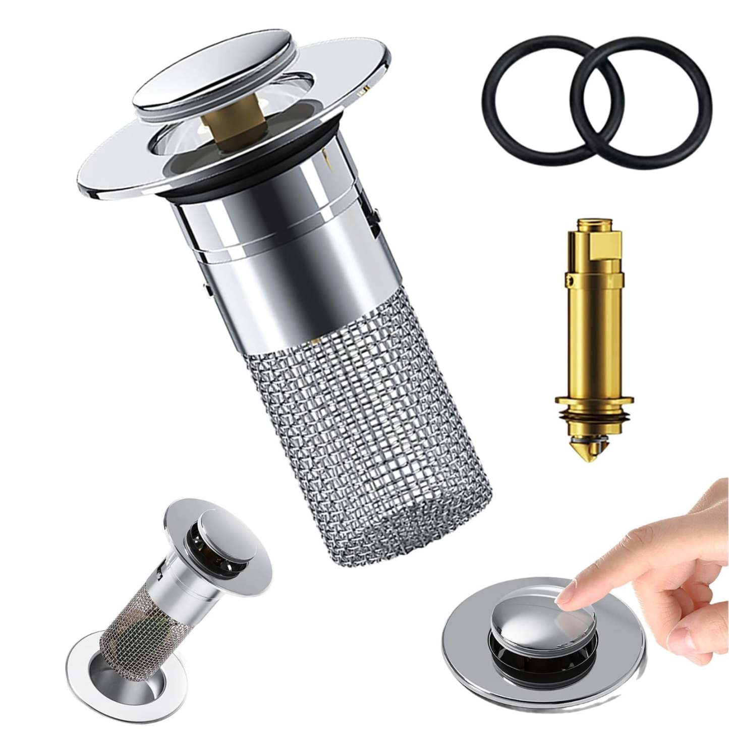 Bathroom Sink Drain Strainer Pop Up Sink Hair Catcher 3.15 Inch Removable Stainless Steel Filter Basket Sink Stopper Replacement Anti Clog Drain Filter Wash Basin Debris Capture Tool for Bathroom
