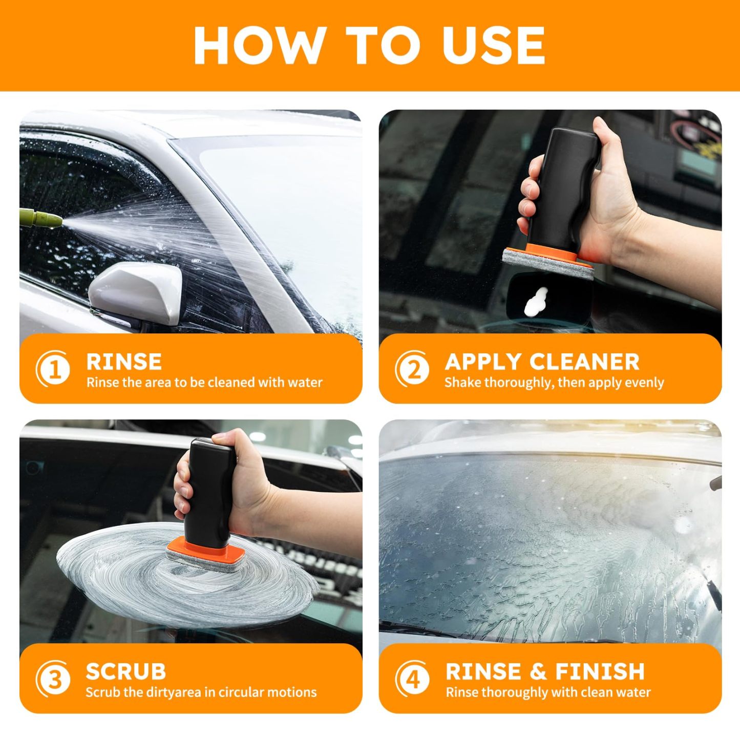 Glass Oil Film Remover for Car Windshield, Handheld Roll-On Glass Emulsion Cleaner with cleaning board, Removes Stubborn Oil Film & Grime for Improved Windshield Clarity for Safe Driving(3.5oz) (1PCS)