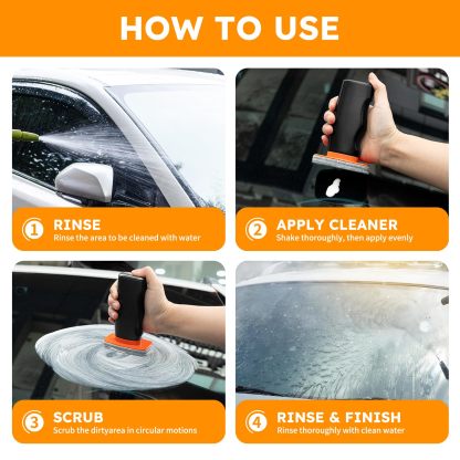 Glass Oil Film Remover for Car Windshield, Handheld Roll-On Glass Emulsion Cleaner with cleaning board, Removes Stubborn Oil Film & Grime for Improved Windshield Clarity for Safe Driving(3.5oz) (1PCS)